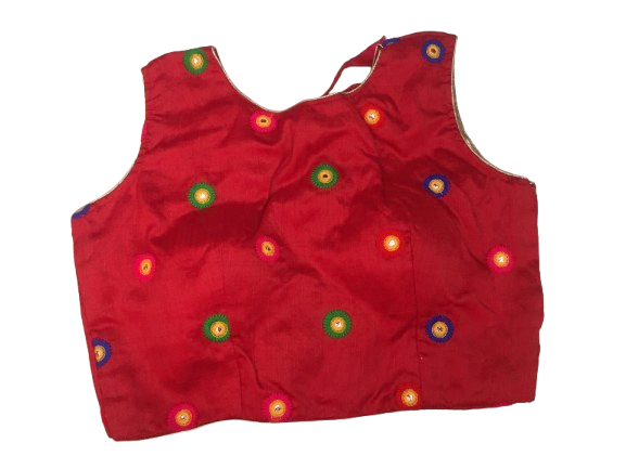 Raw Silk Red Designer Blouse 132